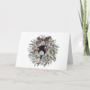 Cartes Pour Fêtes Annuelles Mouton couronne de Noël~Carte de voeux