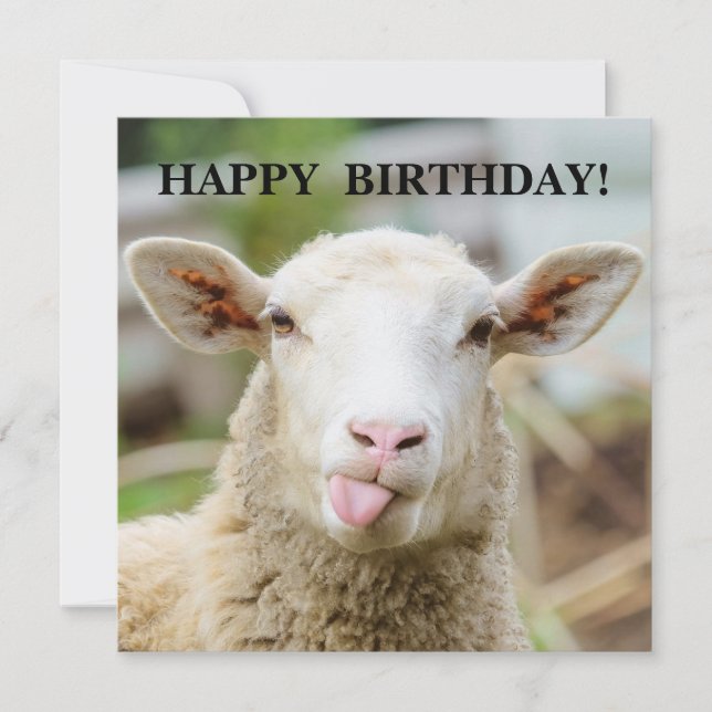Cartes Pour Fêtes Annuelles Mouton montre la langue (Devant)