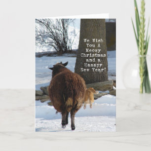 Cartes Pour Fêtes Annuelles Mouton noir et chat, Noël