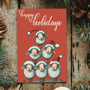 Cartes Pour Fêtes Annuelles Moutons Mignons à Noël Amoureux des Animaux de Com