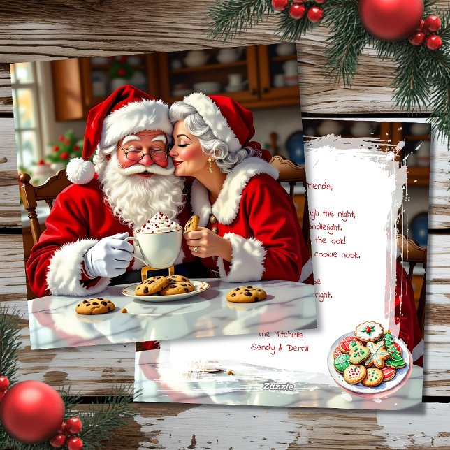 Cartes Pour Fêtes Annuelles Mr and Mrs Claus Cookies, Hot Chocolate Christmas (Créateur téléchargé)
