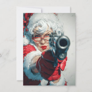 Cartes Pour Fêtes Annuelles Mrs Claus has a Gun Funny Christmas Cards
