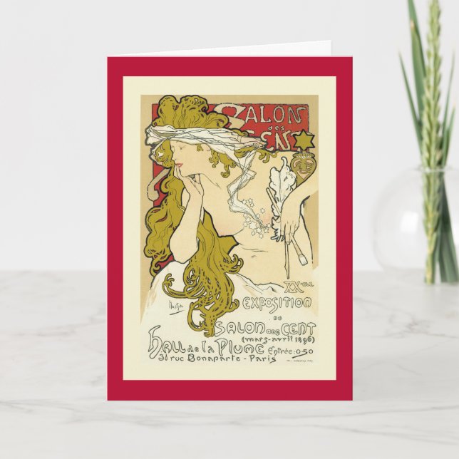 Cartes Pour Fêtes Annuelles Mucha - cent de DES de salon (Devant)