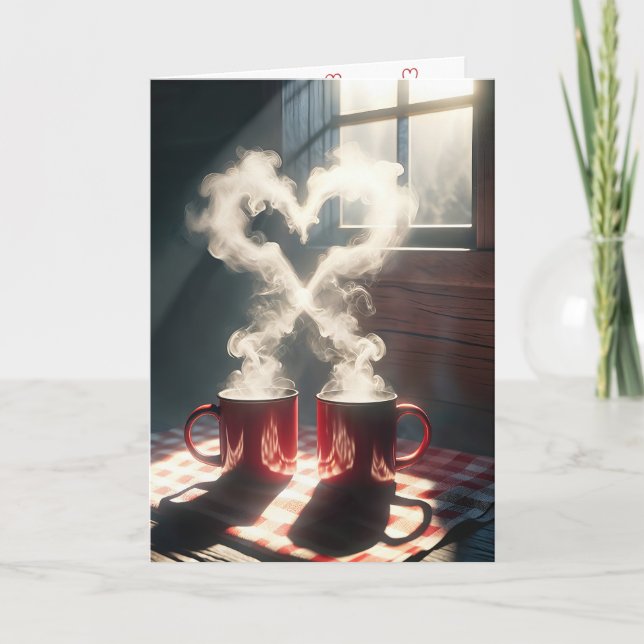 Cartes Pour Fêtes Annuelles Mugs Rouges Valentine Avec Coeur Vapeur (Devant)