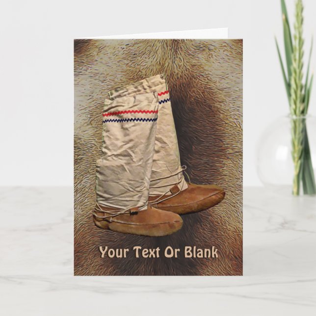 Cartes Pour Fêtes Annuelles Mukluks sur la fourrure de caribou (Devant)