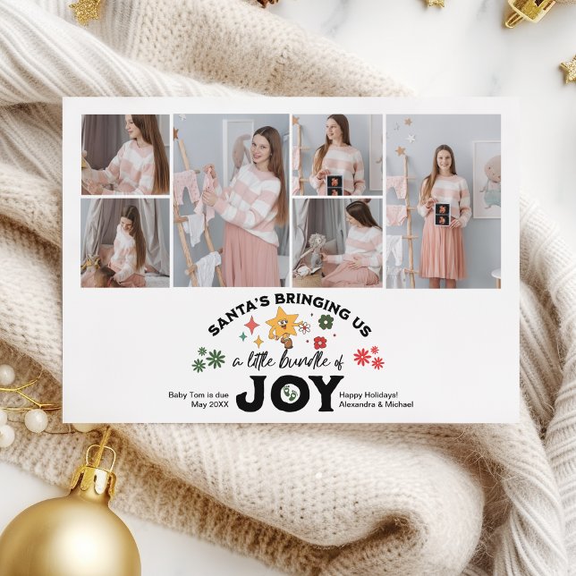 Cartes Pour Fêtes Annuelles Multi Photo Annonce Super de grossesse de Noël (Créateur téléchargé)
