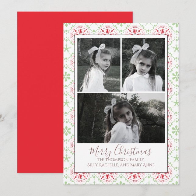 Cartes Pour Fêtes Annuelles Multi Photo Elegant Nordic Snowflake Classic (Devant / Derrière)