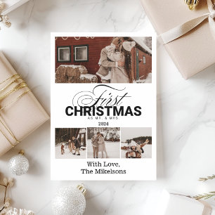 Cartes Pour Fêtes Annuelles Multi Photo First Christmas en tant que Mr & Mrs.