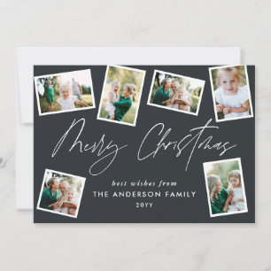 Cartes Pour Fêtes Annuelles Multi photo moderne élégant script noir