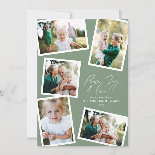 Cartes Pour Fêtes Annuelles Multi photo moderne élégant script vert (Devant)