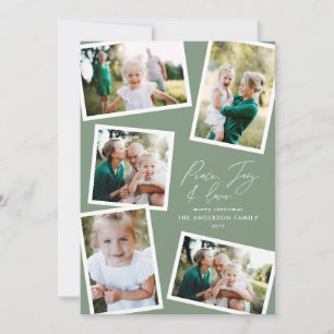 Cartes Pour Fêtes Annuelles Multi photo moderne élégant script vert