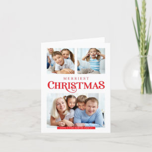 Cartes Pour Fêtes Annuelles MULTI PHOTO simple moderne Merriest rouge de Noël