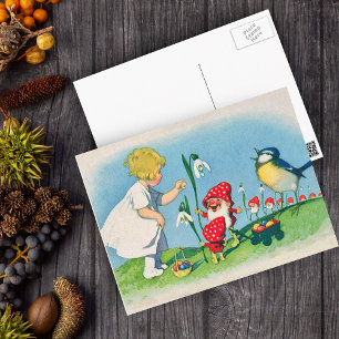 Cartes Pour Fêtes Annuelles Mushroom Elves Easter Postcard