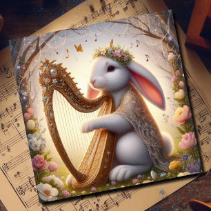 Cartes Pour Fêtes Annuelles Musicien Floral Bunny Pâques