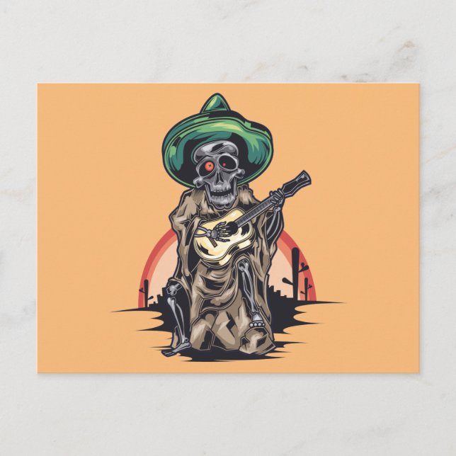 Cartes Pour Fêtes Annuelles Musicien squelette Halloween (Devant)