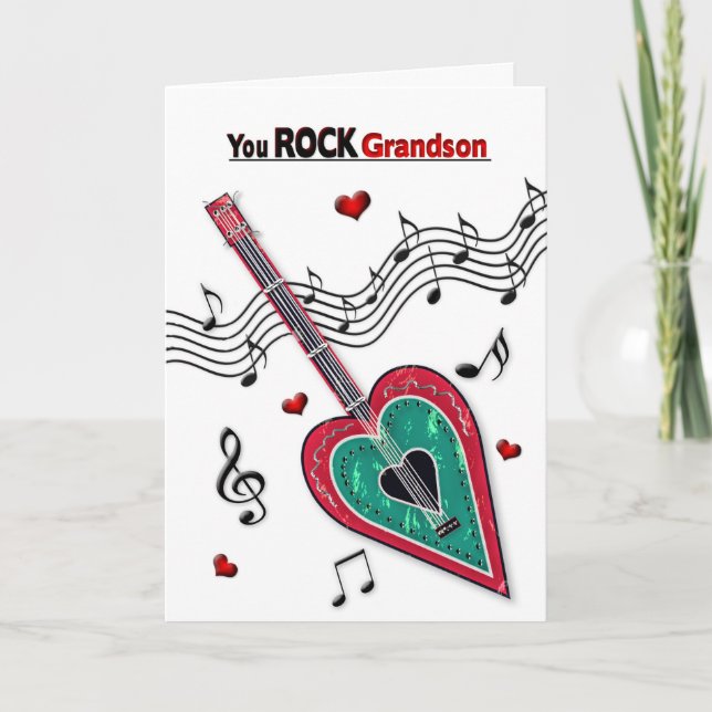 Cartes Pour Fêtes Annuelles Musique de guitare coeur de Valentin petit-fils (Devant)