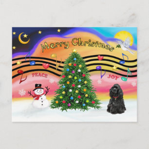 Cartes Pour Fêtes Annuelles Musique de Noël 2 - Cocker Spaniel (noir)
