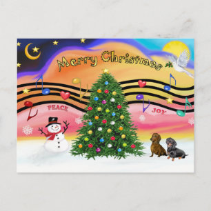 Cartes Pour Fêtes Annuelles Musique de Noël 2 - Dachshunds (deux)