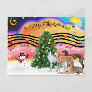 Cartes Pour Fêtes Annuelles Musique de Noël 2 - Greyhounds (quatre)