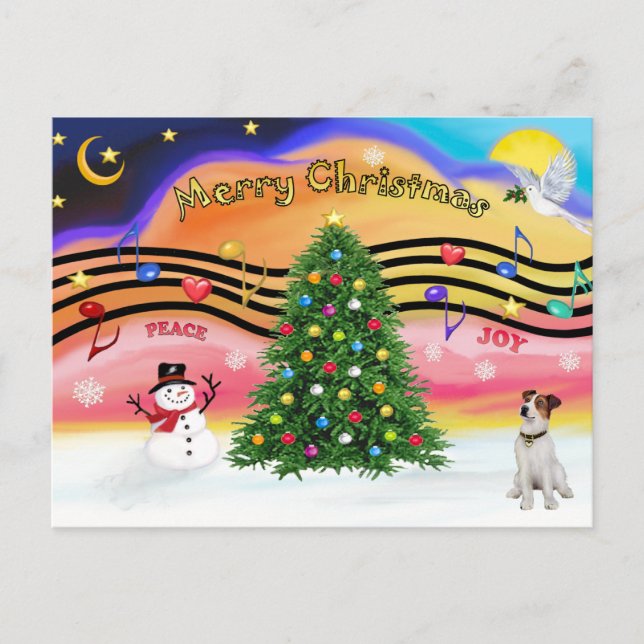Cartes Pour Fêtes Annuelles Musique de Noël 2 - Jack Russell Terrier 1 (Devant)
