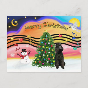 Cartes Pour Fêtes Annuelles Musique de Noël 2-Poodle-Noir Standard
