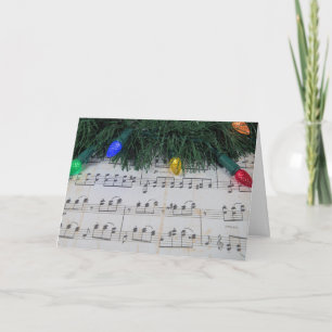 Cartes Pour Fêtes Annuelles Musique vintage avec lumières de Noël