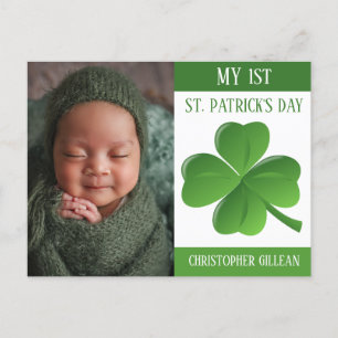 Cartes Pour Fêtes Annuelles My 1st St Patrick's Day Baby Photo Shamrocks Holi