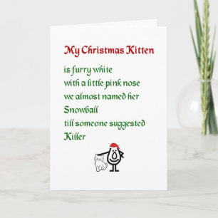 Cartes Pour Fêtes Annuelles My Christmas Kitten - un drôle de poème Joyeux de 