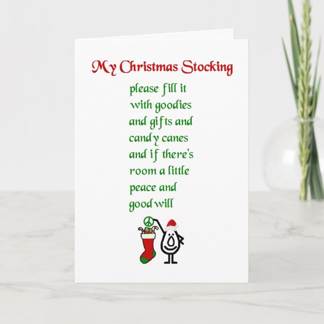 Cartes Pour Fêtes Annuelles My Christmas Stocking - un poème de Noël amusant (Devant)