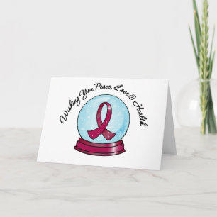 Cartes Pour Fêtes Annuelles Myeloma multiple Ribbon Joyeux Noël Snowglobe