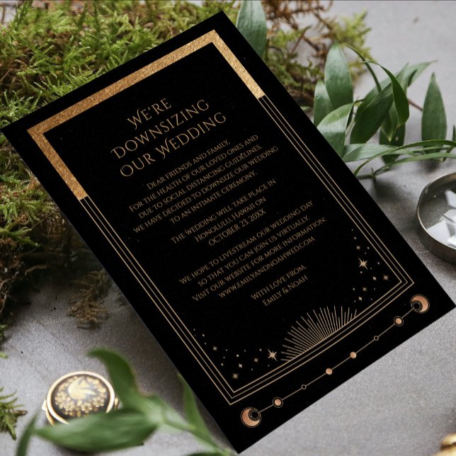 Cartes Pour Fêtes Annuelles Mystical Black Gold Nous réduisons notre Mariage (Créateur téléchargé)