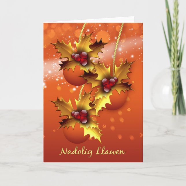 Cartes Pour Fêtes Annuelles Nadolig Llawen, Welsh For Happy Christmas, Stylish (Devant)