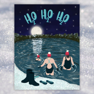 Cartes Pour Fêtes Annuelles Nage en eau libre dans un lac avec neige Noël