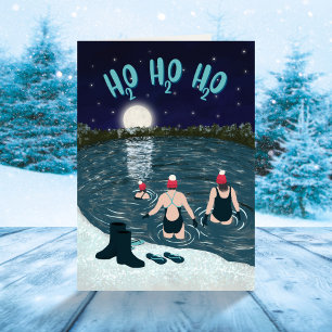 Cartes Pour Fêtes Annuelles Nage sauvage de Noël avec amis