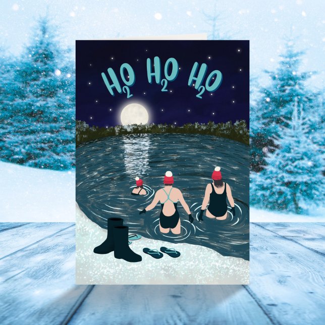 Cartes Pour Fêtes Annuelles Nage sauvage de Noël avec amis (Créateur téléchargé)