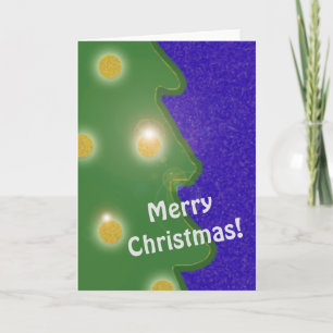 Cartes Pour Fêtes Annuelles Naïf Arbre de Noël Golden Lights Texte bleu