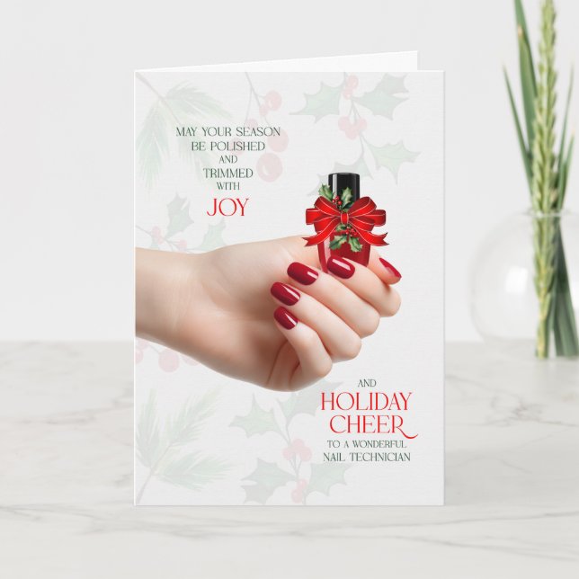 Cartes Pour Fêtes Annuelles Nail Technician Trimmed with Joy and Cheer (Devant)