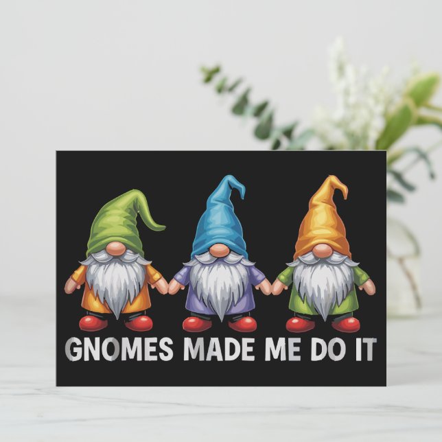 Cartes Pour Fêtes Annuelles Nains de jardin drôles Les nains m'ont fait faire  (Debout devant)