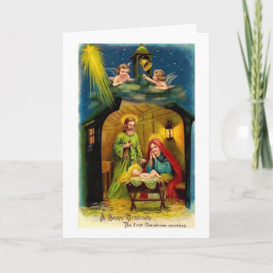 Cartes Pour Fêtes Annuelles Naissance de Noël Vintage de Jésus