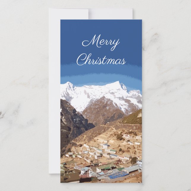 Cartes Pour Fêtes Annuelles Namche Bazaar and mountain view, Nepal Christmas (Devant)