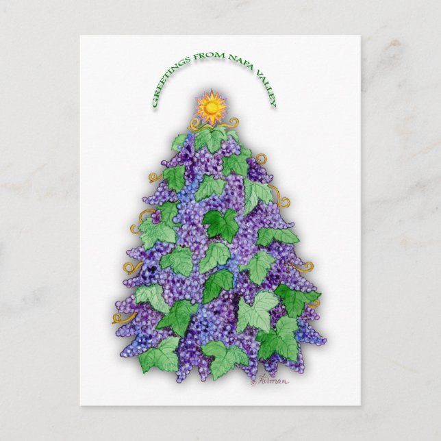 Cartes Pour Fêtes Annuelles Napa Valley Raisins Arbre de Noël (Devant)