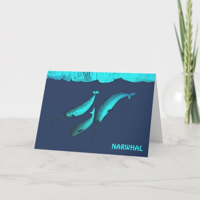 Cartes Pour Fêtes Annuelles Narwhal Sous La Glace (Devant)