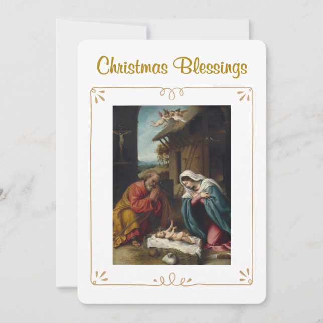 Cartes Pour Fêtes Annuelles Nativité Bénédiction de Noël Religieux (Devant)