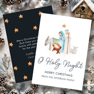 Cartes Pour Fêtes Annuelles Nativité Bleue et Blanche Noël religieux