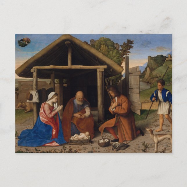 Cartes Pour Fêtes Annuelles Nativité Crèche Adoration des bergers Noël (Devant)