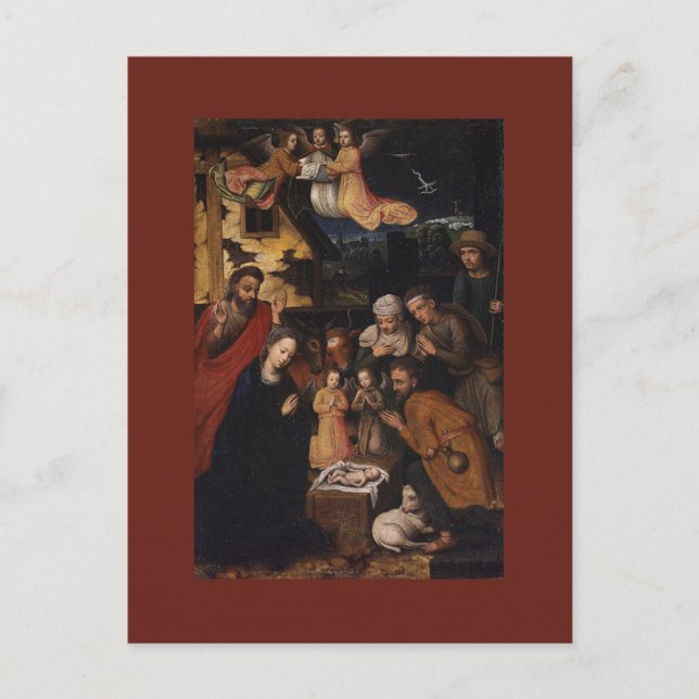 Cartes Pour Fêtes Annuelles Nativité Crèche Adoration des bergers Noël (Devant)