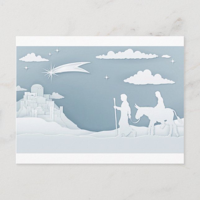 Cartes Pour Fêtes Annuelles Nativité de Noël Mary Joseph et Bethlehem (Devant)