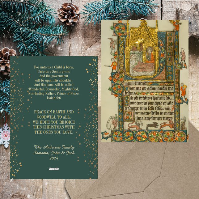 Cartes Pour Fêtes Annuelles Nativité de Noël Médiéval chrétien catholique (Christmas Nativity Medieval Religious Christian Traditional Catholic Holiday Greetings Card)