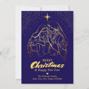 Cartes Pour Fêtes Annuelles Nativité de Noël Religieux Élégant Photo de famill