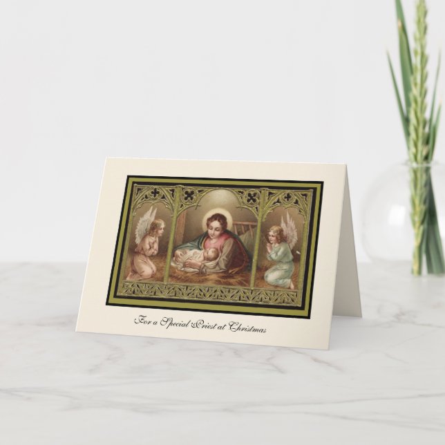 Cartes Pour Fêtes Annuelles Nativité de Noël Vierge Marie Jésus Anges Vacances (Devant)
